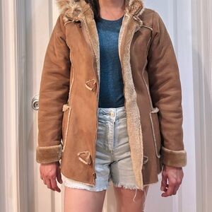 Women's or Girl’s Cozy Suede Tan Teddy Jacket